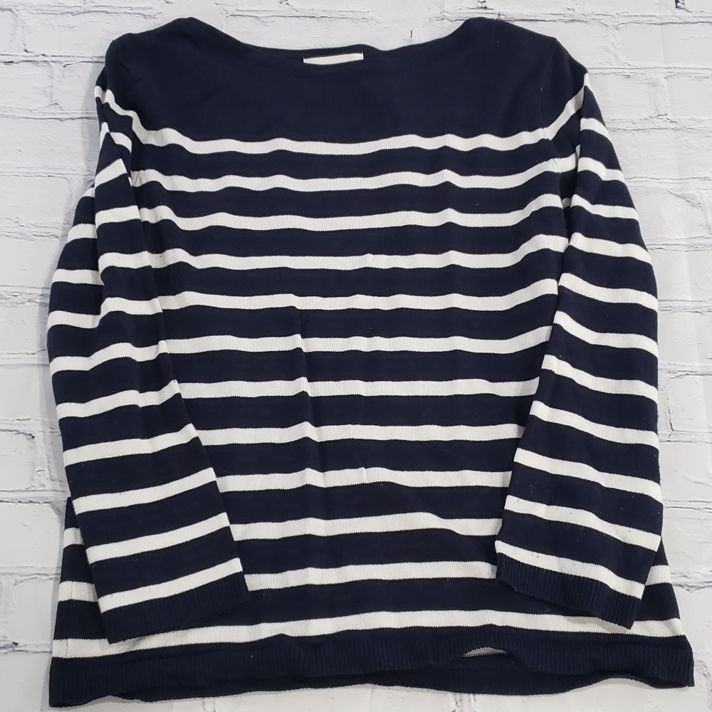 Navy and white stripe sweater small